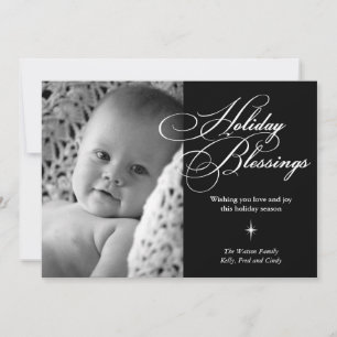 Holiday blessings bright star christmas photo card