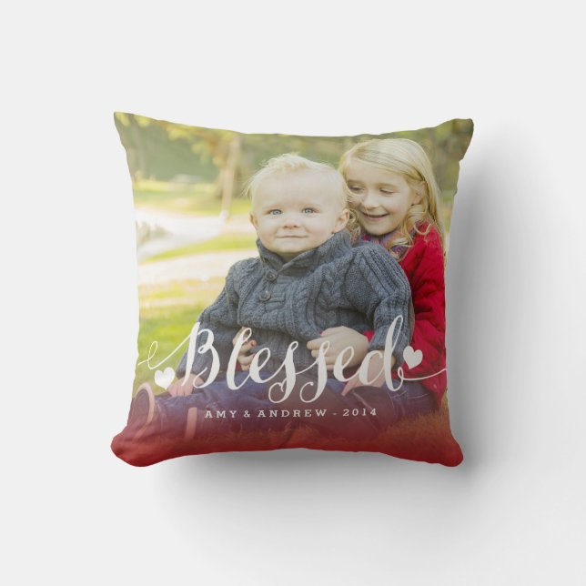 Holiday Blessings | Holiday Photo Throw Pillow (Front)