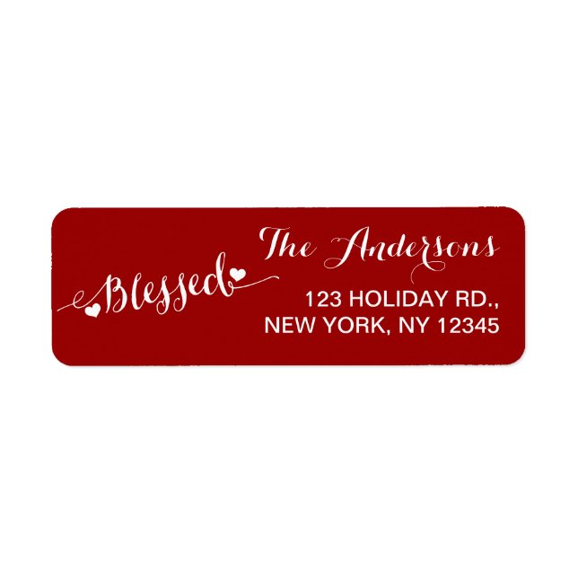 Holiday Blessings Red White | Return Address Label (Front)