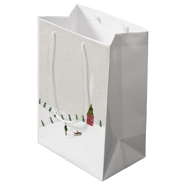 Holiday Blessings Sledding Christmas Gift Bags (Back Angled)