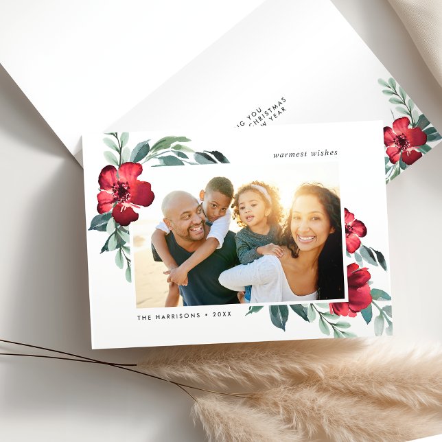 Holiday Blossoms Folded Photo Card (Creator Uploaded)
