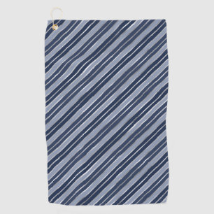 Holiday Blue and Silver Foil Christmas Stripes Golf Towel