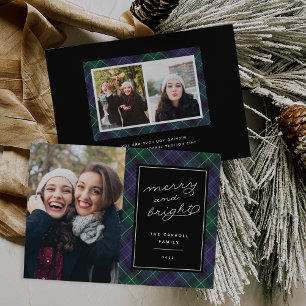 Holiday Blue & Green Tartan Christmas Photo Card