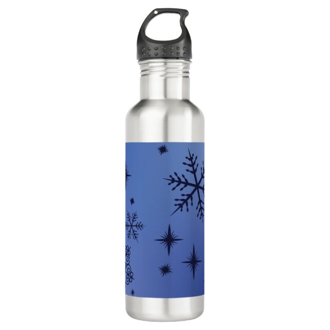 Holiday Blue Snow Flakes   710 Ml Water Bottle (Front)