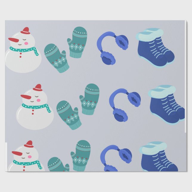 Holiday Blue Wrapping Paper (Flat)