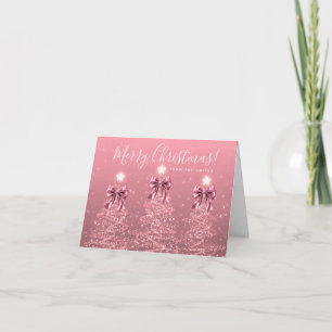 Holiday Blush Pink Christmas Trees Greeting 