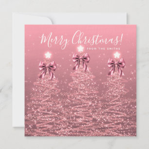 Holiday Blush Pink Christmas Trees Greeting Card