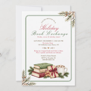 Holiday Book Exchange Books and Cocoa Invitation
