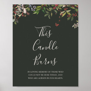 Holiday Botanical Dark Green This Candle Burns Poster