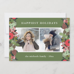 Holiday Botanical Green Christmas Two Photo