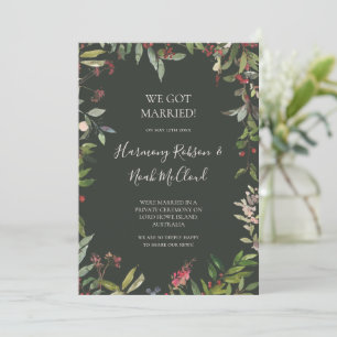 Holiday Botanical Green Elopement Announcement