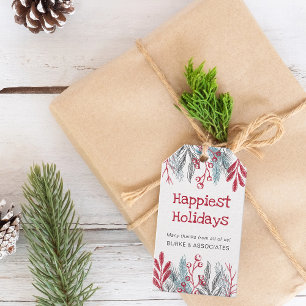 Holiday Botanical Greenery Personalised Business Gift Tags