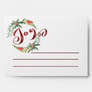 Holiday botanical holly wreath JOY Envelope