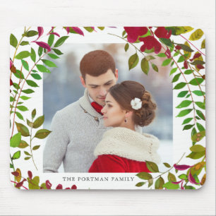 Holiday Botanical Photo and Name Mousepad