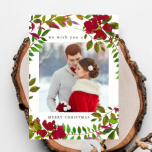 Holiday Botanical Photo Christmas Holiday Card