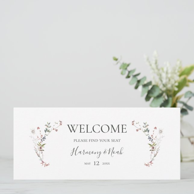 Holiday Botanical | White Seating Chart Header (Standing Front)