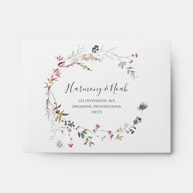 Holiday Botanical | White Self Addressed RSVP Envelope (Front)