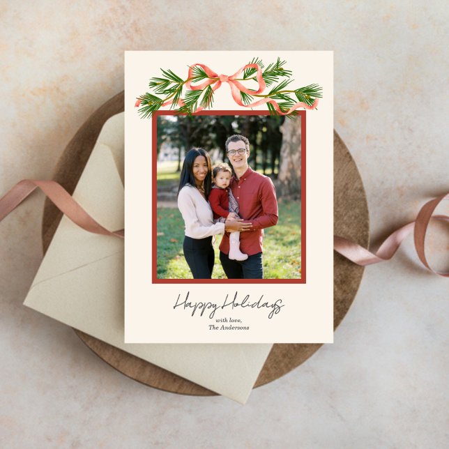 Holiday Bow Photo Holiday Card (Creator Uploaded)