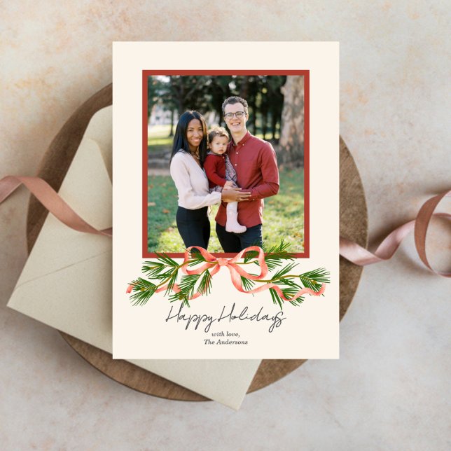 Holiday Bow Photo Holiday Card (Creator Uploaded)