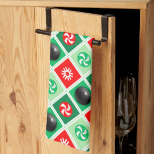 Holiday Bowl Bowling Gifts Tea Towel