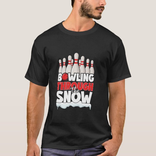 Holiday Bowling Team Santa Bowling Funny Christmas T-Shirt (Front)
