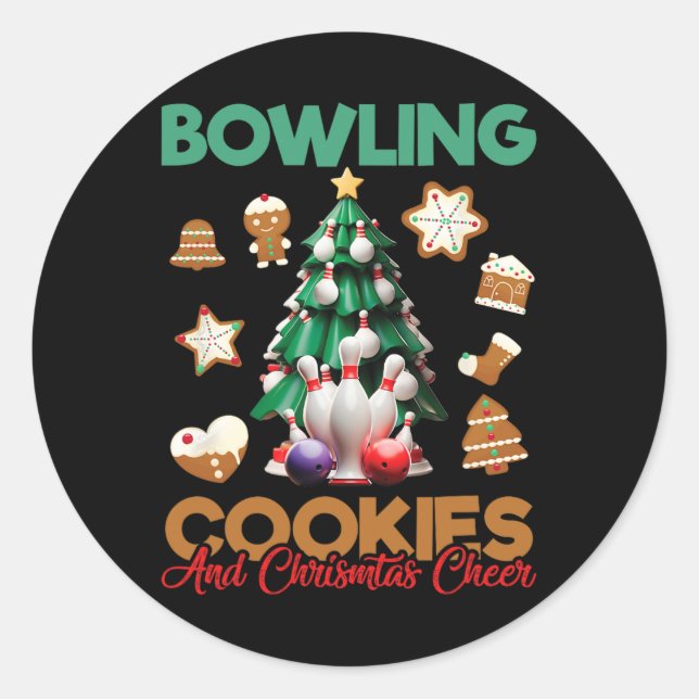 Holiday Bowling Xmas Bowling Team Matching Bowling Classic Round Sticker (Front)