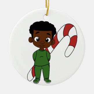 Holiday Boy Chocolate Ceramic Tree Decoration