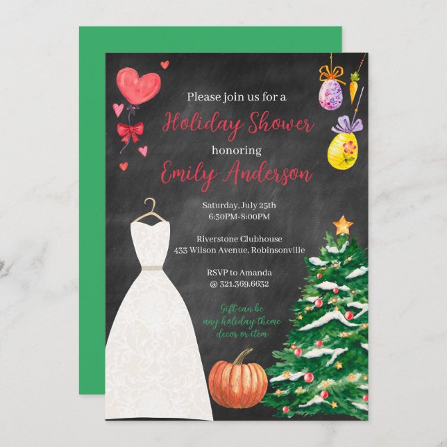Holiday Bridal Shower Invitation (Front/Back)