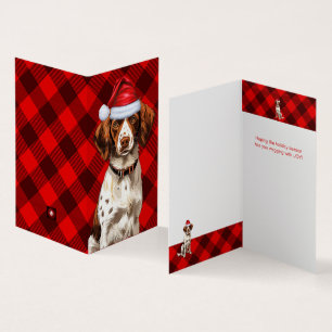 Holiday Brittany Spaniel Dog Red Plaid Christmas
