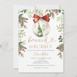 Holiday Brunch & Bubbly Christmas Bridal Shower Invitation