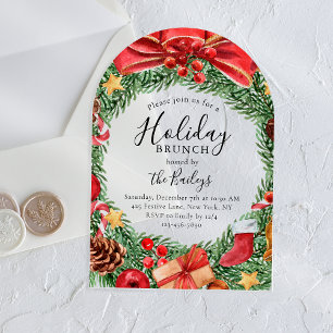 Holiday Brunch Chic Floral Christmas Party Acrylic Invitations
