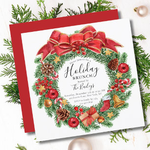 Holiday Brunch   Christmas Brunch Chic Floral Invitation