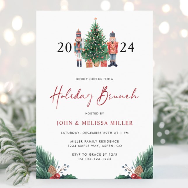 Holiday Brunch Invitation (Christmas 2025 Nutcracker Watercolor Holiday Brunch Invitation by Painted Paperie
)