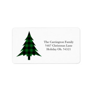 Holiday Buffalo Check Christmas Tree Address Label