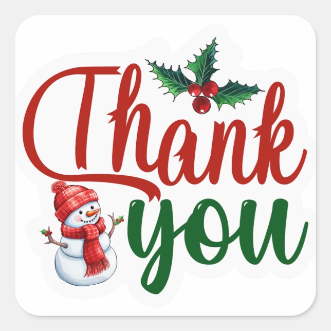 Holiday Business Christmas Thank You Square Sticker (Front)