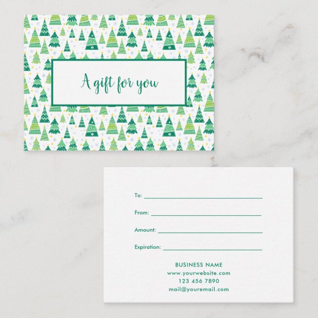 Holiday Business Gift Certificate Christmas trees (Front/Back)