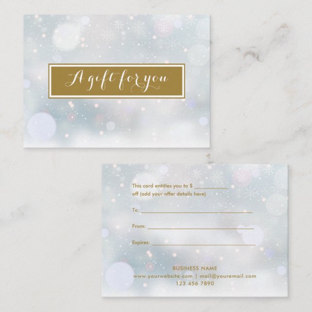 Holiday Business Gift Certificate Snow Scene (Front/Back)