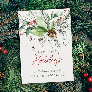 Holiday Business Greenery Personalised Card