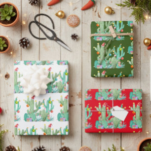 Holiday Cactus Cacti Desert  Christmas Wrapping Paper Sheet