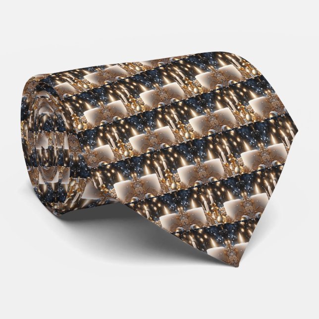 Holiday Candles Neck Tie (Rolled)