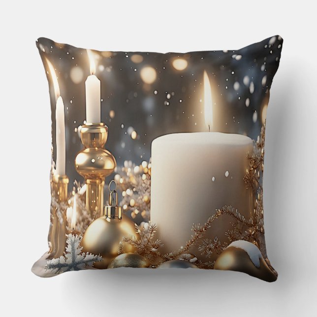 Holiday Candles Throw Pillow (Front)