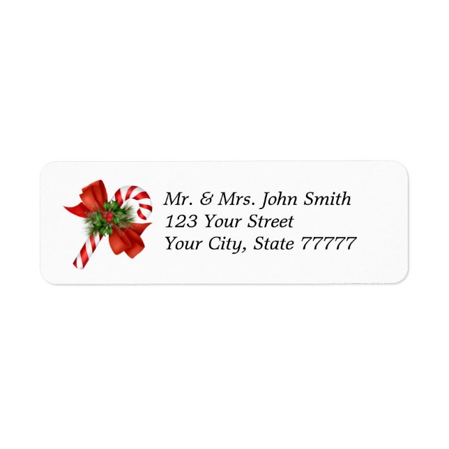 Holiday Candy Cane Address Label (Front)