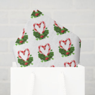 Holiday Candy Cane Hearts Merry Christmas Festive Tissue Paper