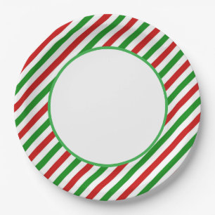 Holiday Candy Cane Paper Plates