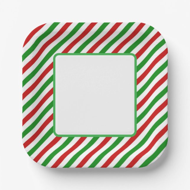 Holiday Candy Cane Paper Plates (Front)