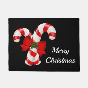 Holiday Candy Canes Christmas Doormat