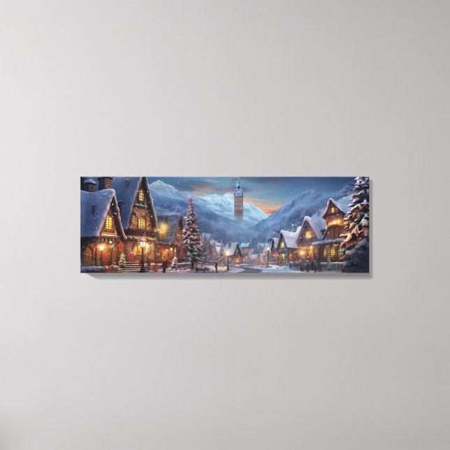 Holiday Canvas Art-Snowy Village Scene Print (Front)