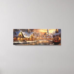 Holiday Canvas Art-Snowy Village Scene Print