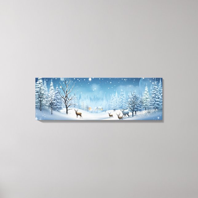 Holiday Canvas Art-Winter Deer Scene (Front)