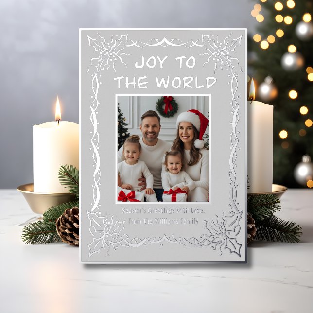 Holiday Card 2 Photo Custom Christmas Silver Clean (Creator Uploaded)